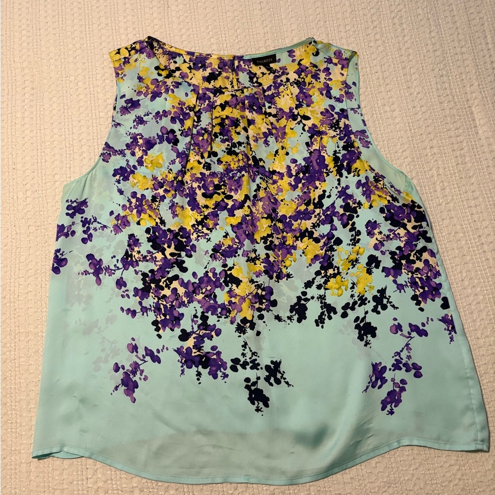 Talbots Vintage Floral Sleeveless Silk Blouse